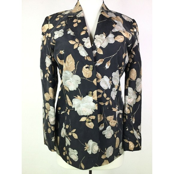 Anna and Frank Jackets & Blazers - VTG Anna and Frank Womens Silk Floral Blazer Jacket Size S White Roses NEW